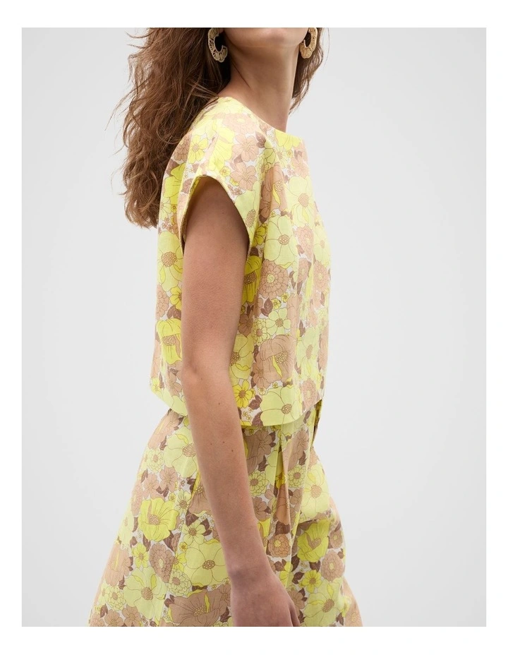 Linen Boxy Top in Multi image 4