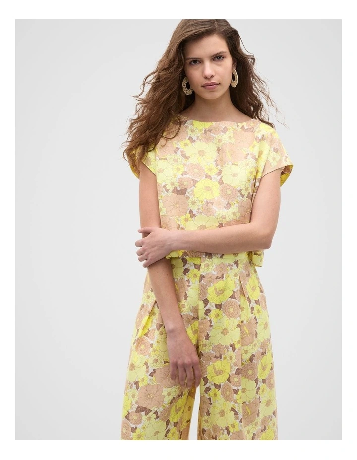 Linen Boxy Top in Multi image 5