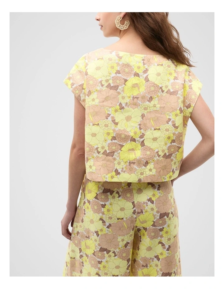 Linen Boxy Top in Multi image 6