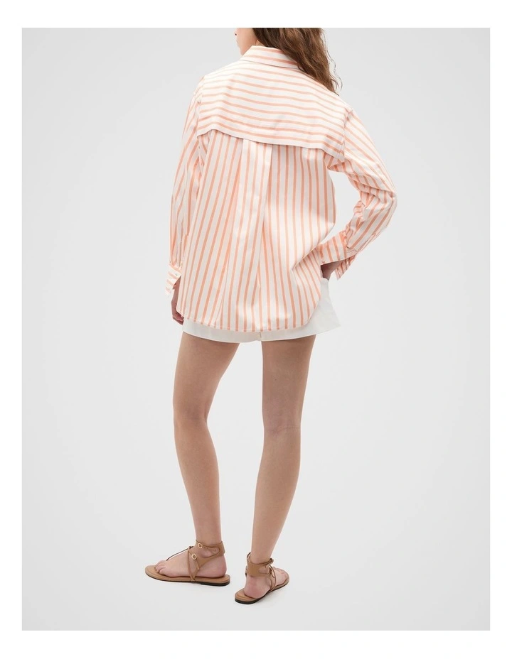 Cotton Stripe Pocket Shirt in Orange image 2