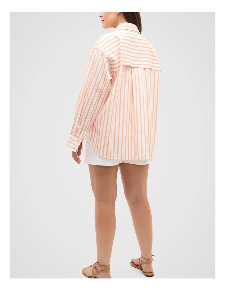 Cotton Stripe Pocket Shirt in Orange image 6