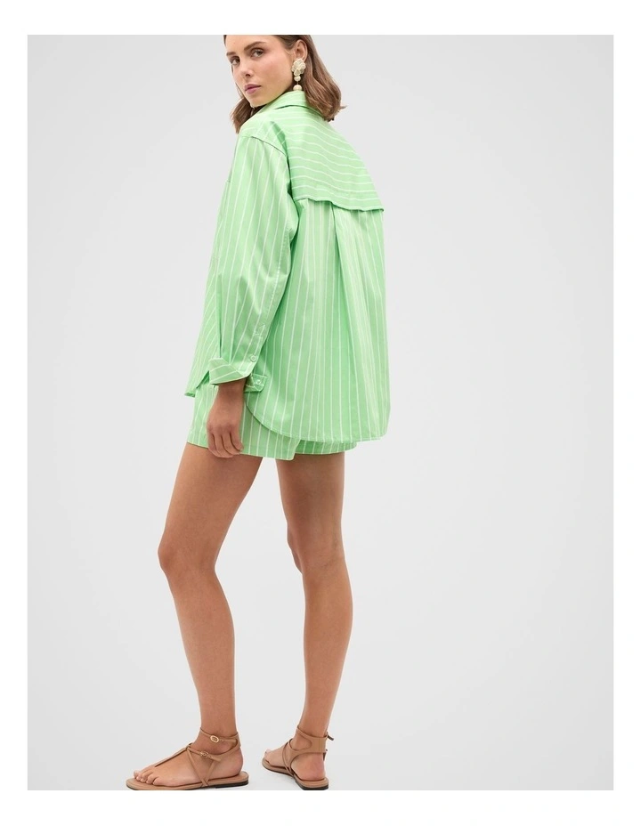 Cotton Stripe Pocket Shirt in Green image 2