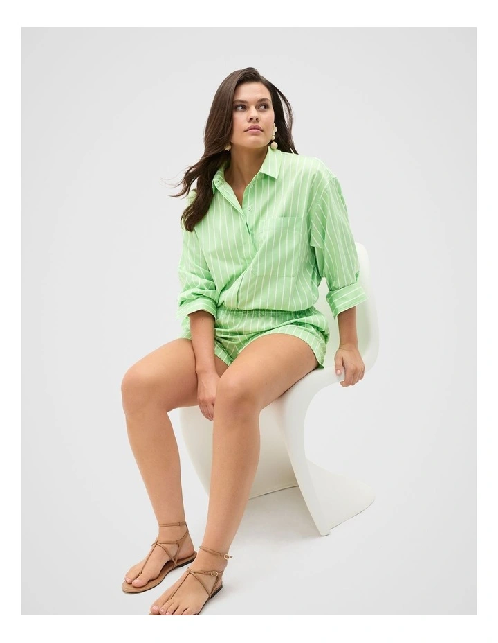 Cotton Stripe Pocket Shirt in Green image 5