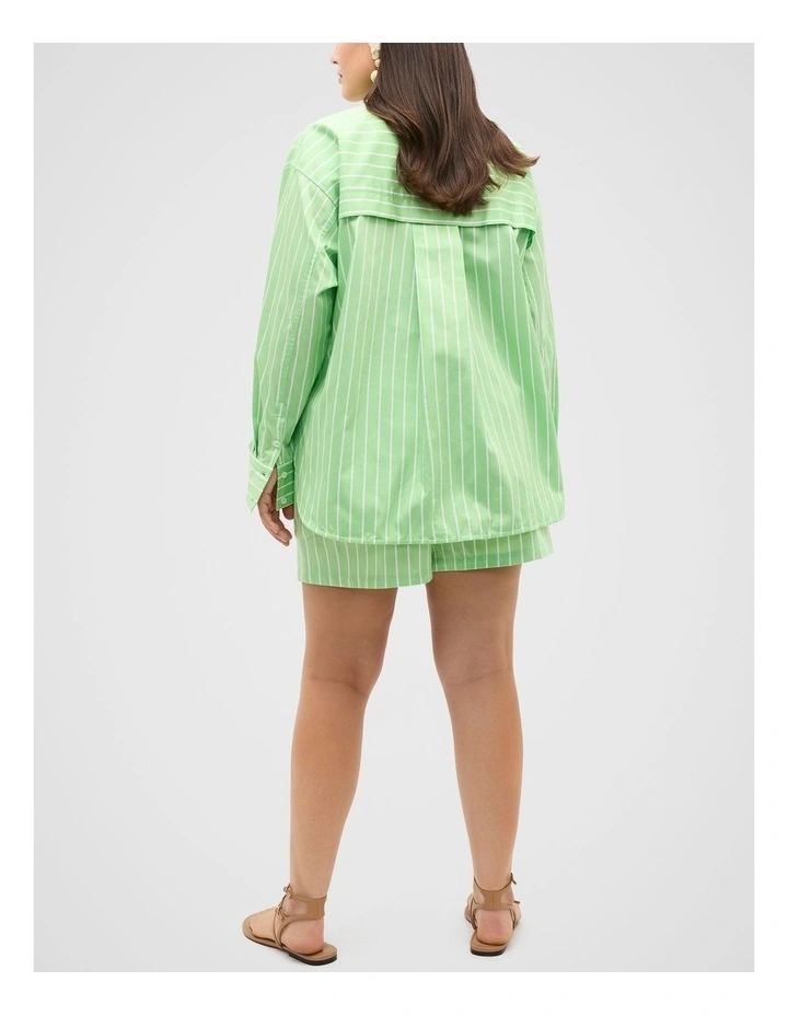 Cotton Stripe Pocket Shirt in Green image 7