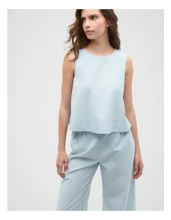 Boat Neck Shell Top in Chambray