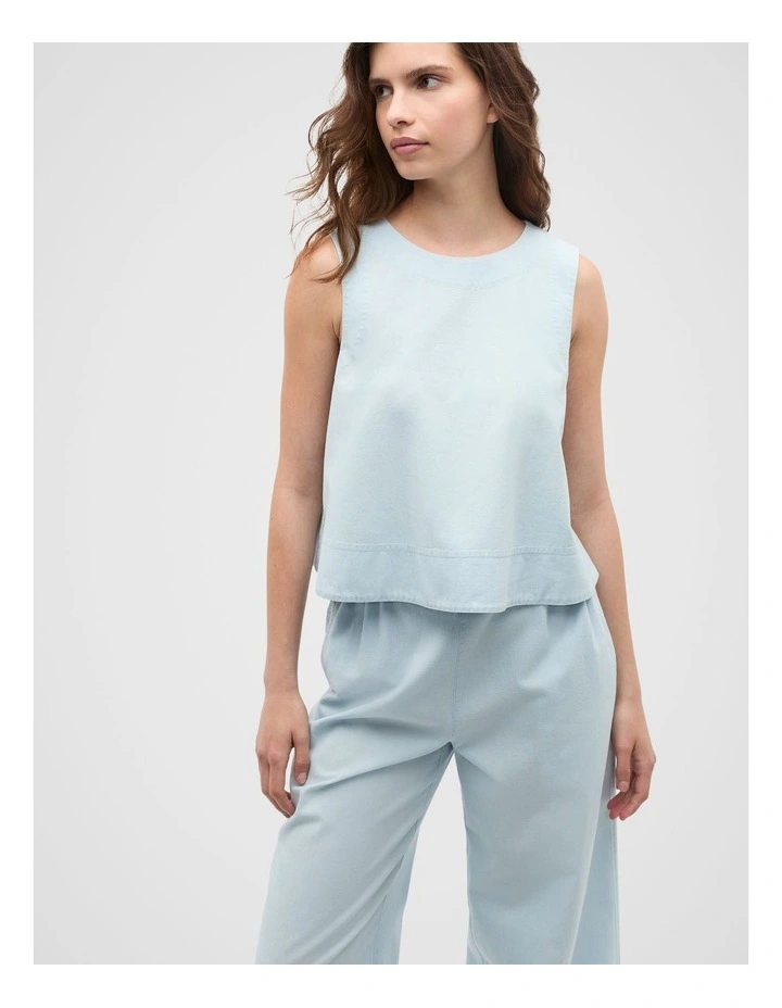 Boat Neck Shell Top in Chambray image 1