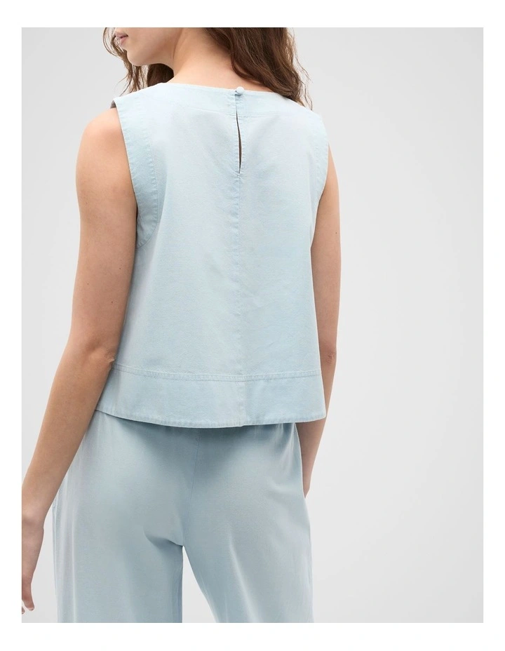 Boat Neck Shell Top in Chambray image 2