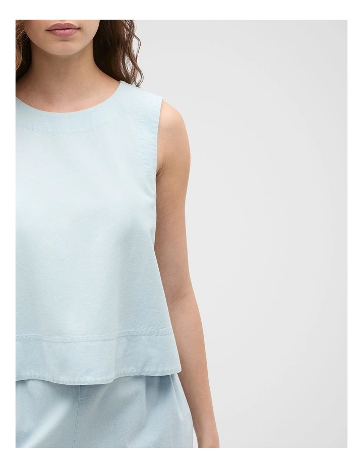 Boat Neck Shell Top in Chambray image 3