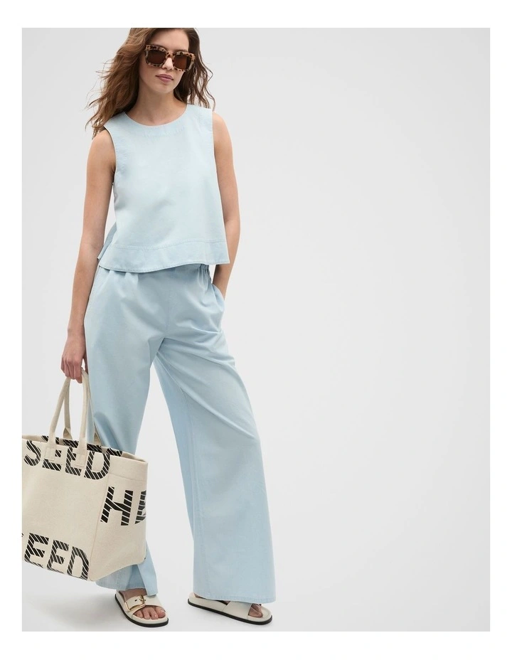 Boat Neck Shell Top in Chambray image 4