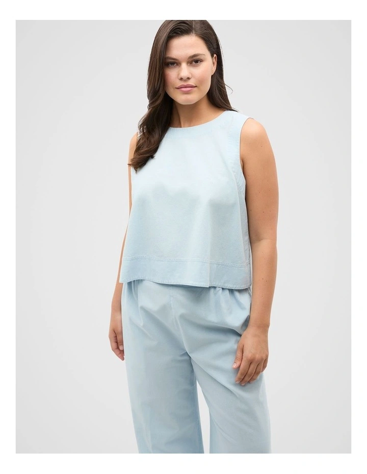Boat Neck Shell Top in Chambray image 5