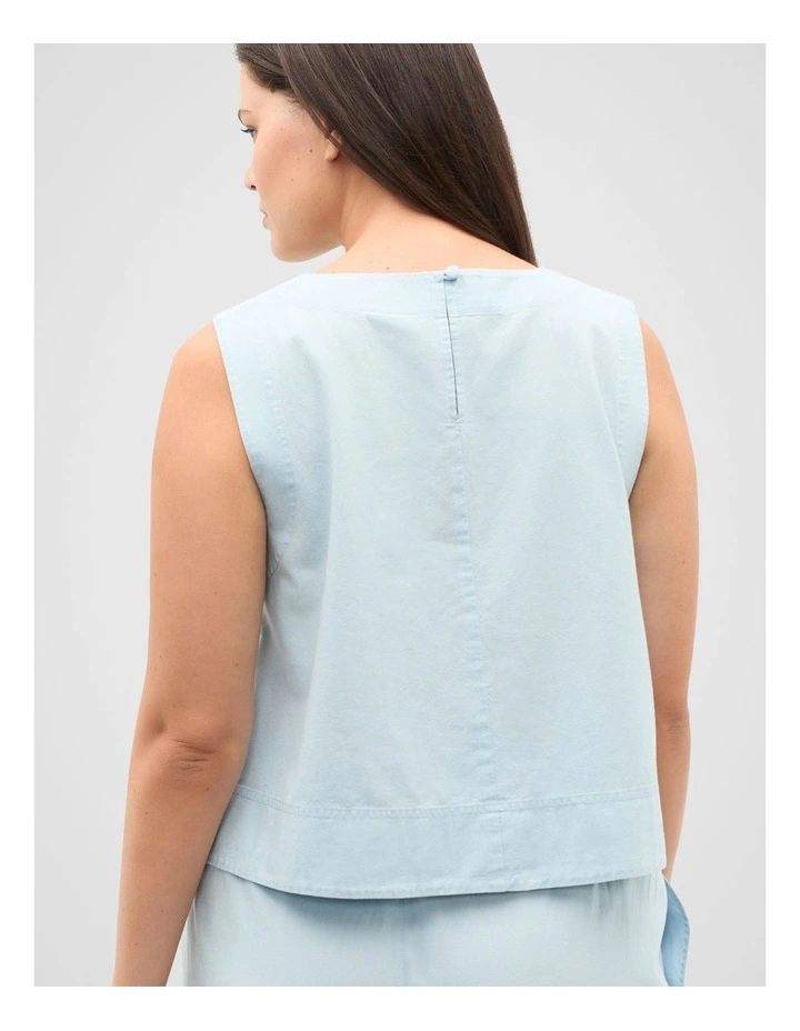 Boat Neck Shell Top in Chambray image 7