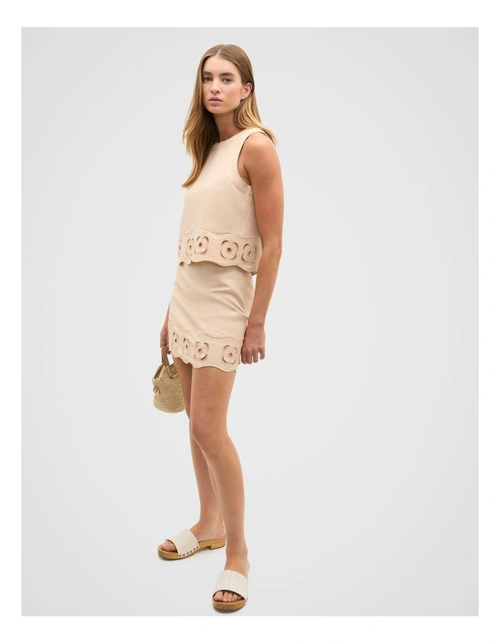 Retro Embroidered Hem Tank in Ecru image 4