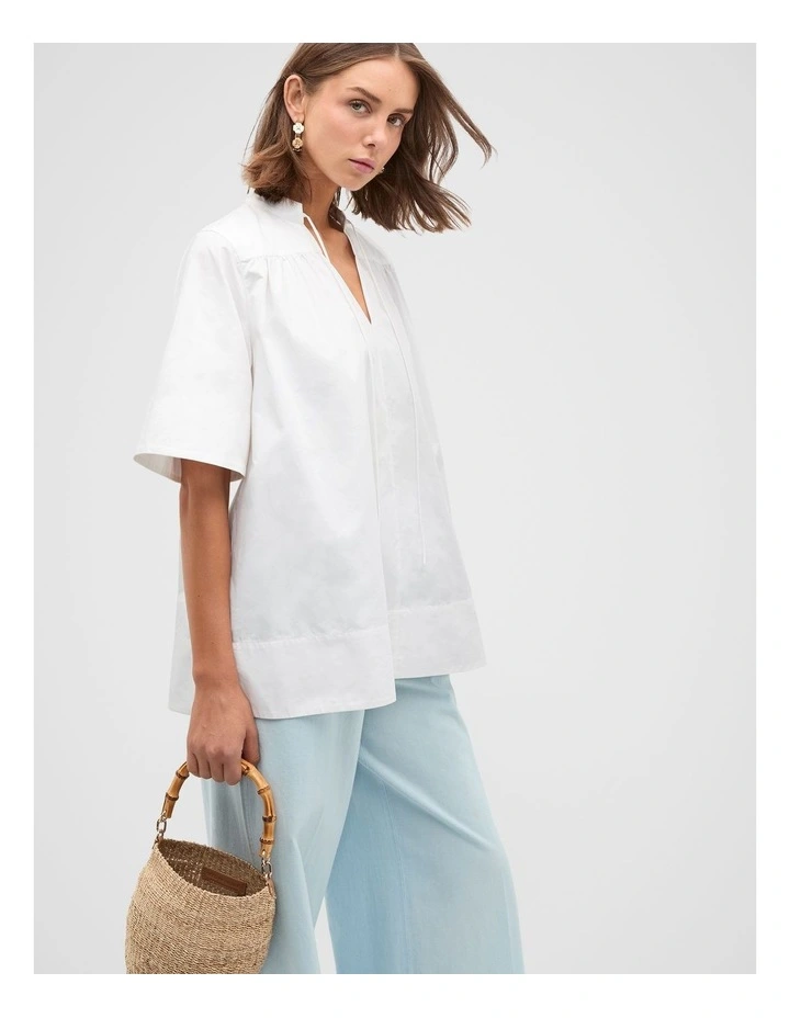 Cotton Poplin Swing Tunic in Whisper White image 1