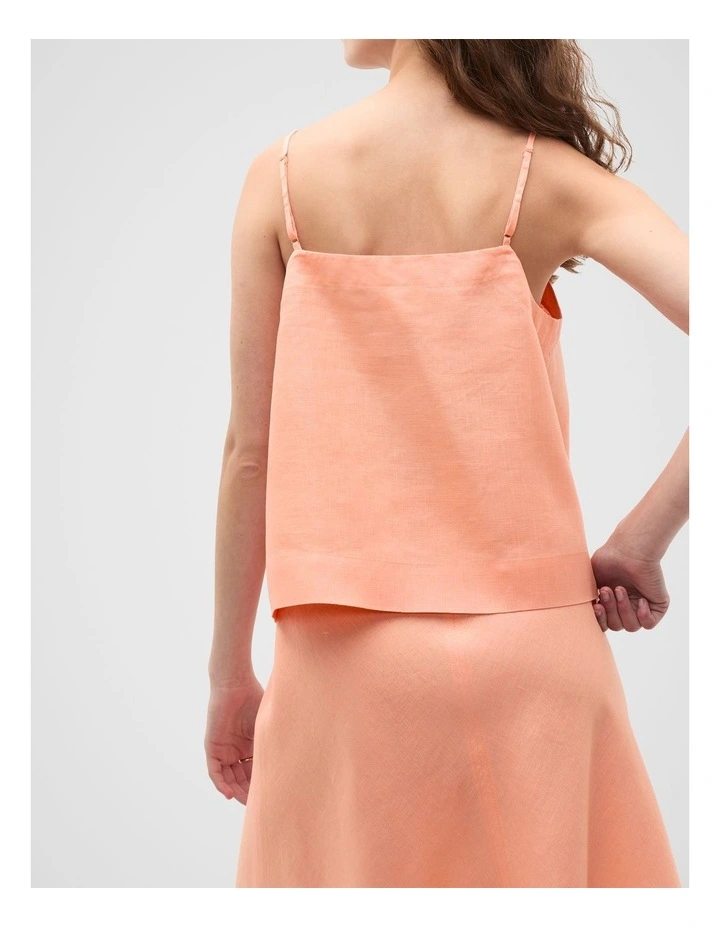 Linen Scoop Cami in Tangerine image 2