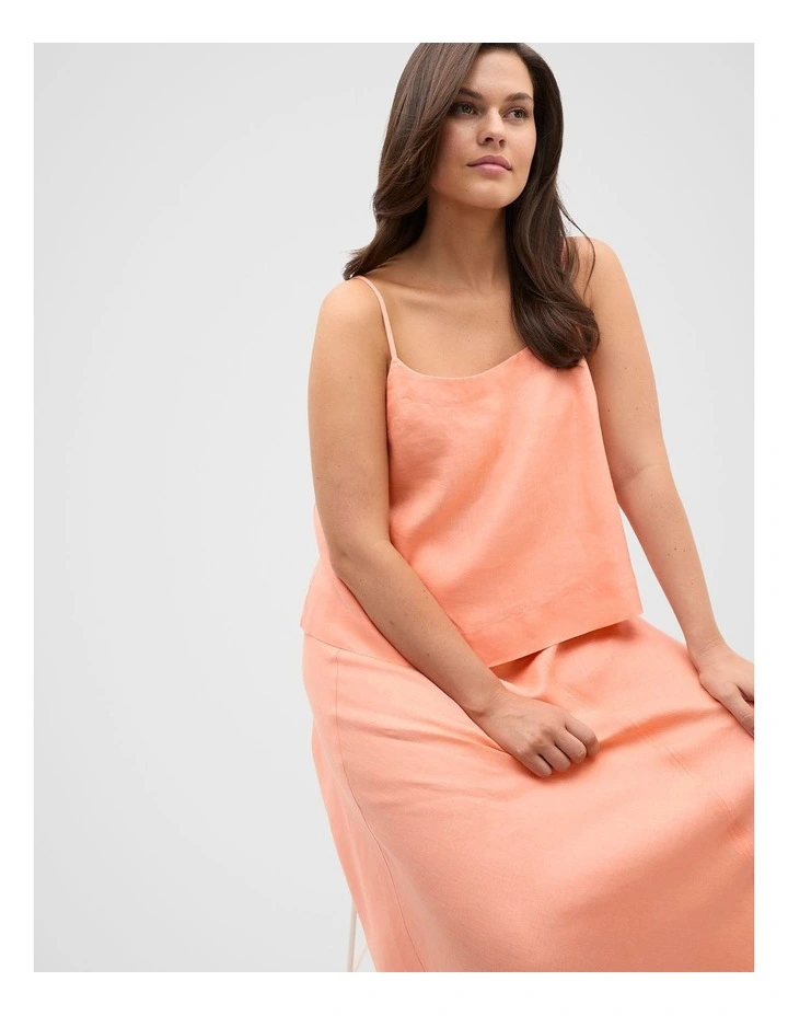 Linen Scoop Cami in Tangerine image 5