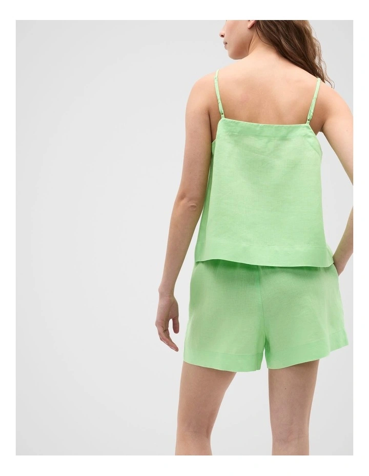 Linen Scoop Cami in Green Apple image 2