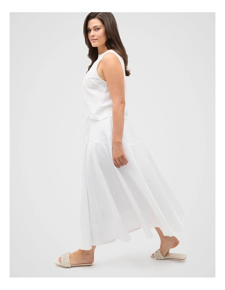 Floral Embroidered Tie Back Shell Top in White image 5