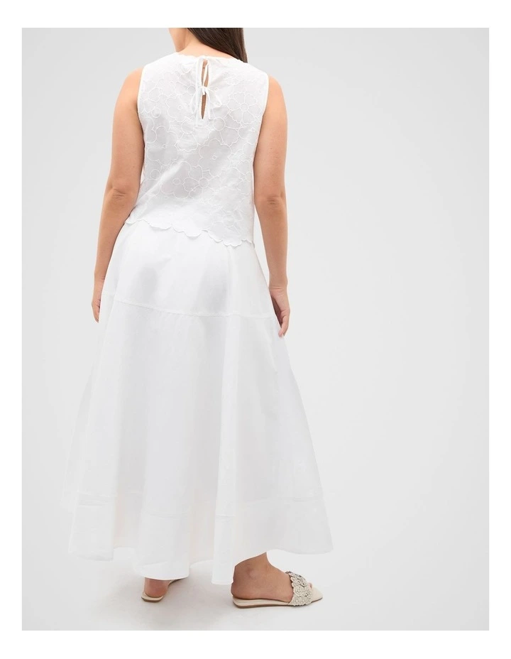 Floral Embroidered Tie Back Shell Top in White image 7