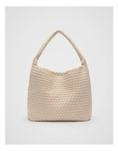 Woven Textured Tote in Ecru