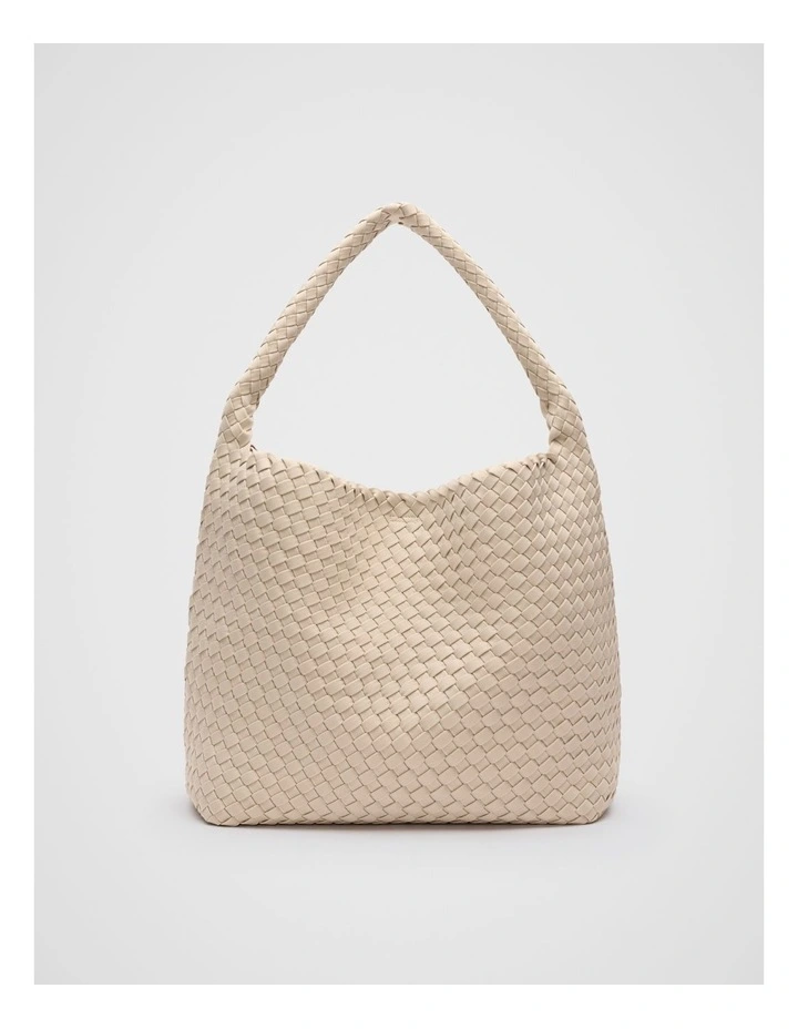 Woven Textured Tote in Ecru image 1