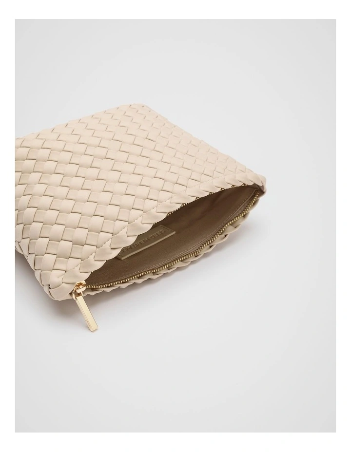 Woven Textured Pouch in Ecru image 3