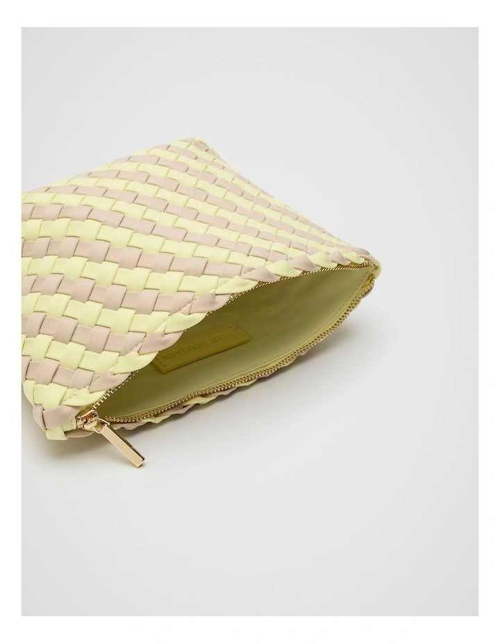 Woven Textured Pouch in Lemongrass image 3