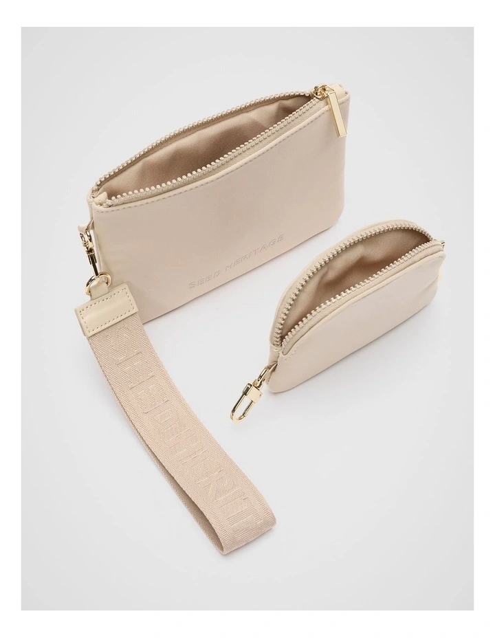 Logo Pouch Set in Ecru image 3