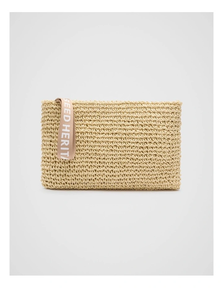 Logo Woven Pouch in Ecru image 1
