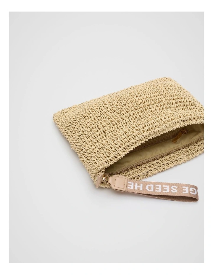 Logo Woven Pouch in Ecru image 3