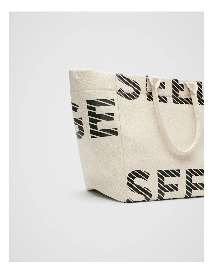 Cropped Logo Tote in Black image 3