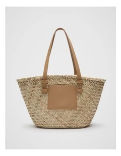Straw Basket Bag in Caramel