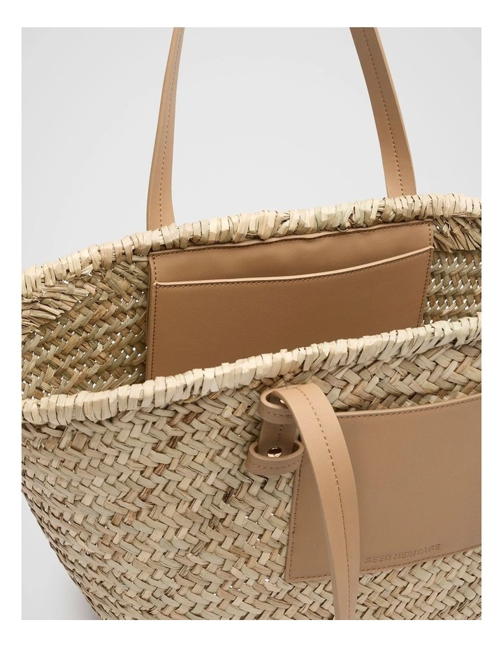 Straw Basket Bag in Caramel image 4
