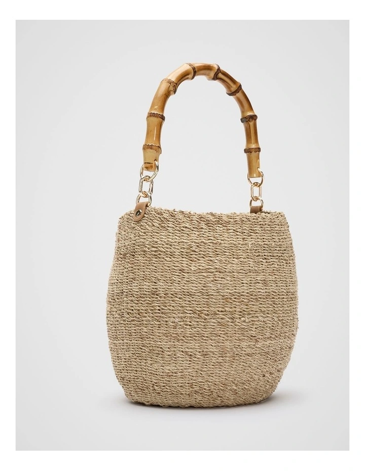 Handle Detail Bucket Bag in Natural image 3