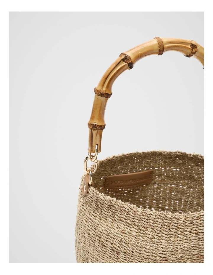 Handle Detail Bucket Bag in Natural image 4