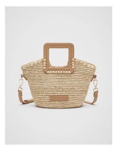 Mini Raffia Crossbody Bag in Caramel