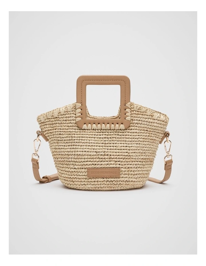 Mini Raffia Crossbody Bag in Caramel image 1