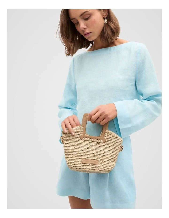 Mini Raffia Crossbody Bag in Caramel image 2
