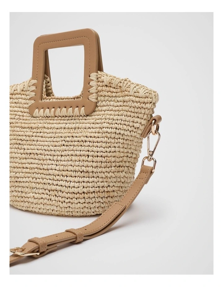 Mini Raffia Crossbody Bag in Caramel image 3