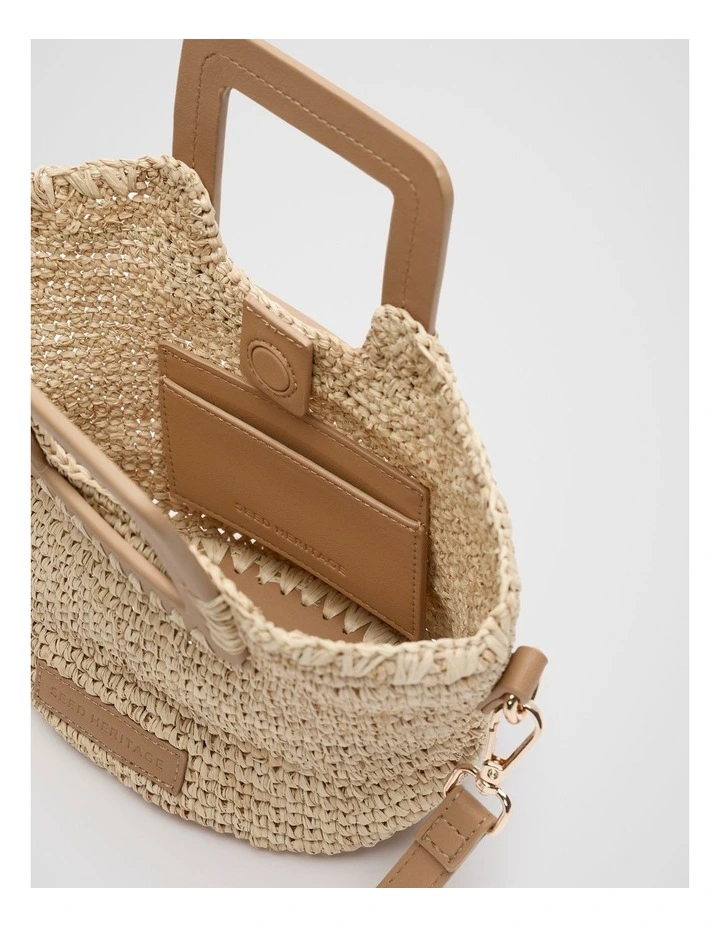 Mini Raffia Crossbody Bag in Caramel image 4