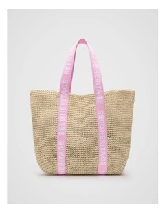 Logo Woven Basket Bag in Fairy Floss