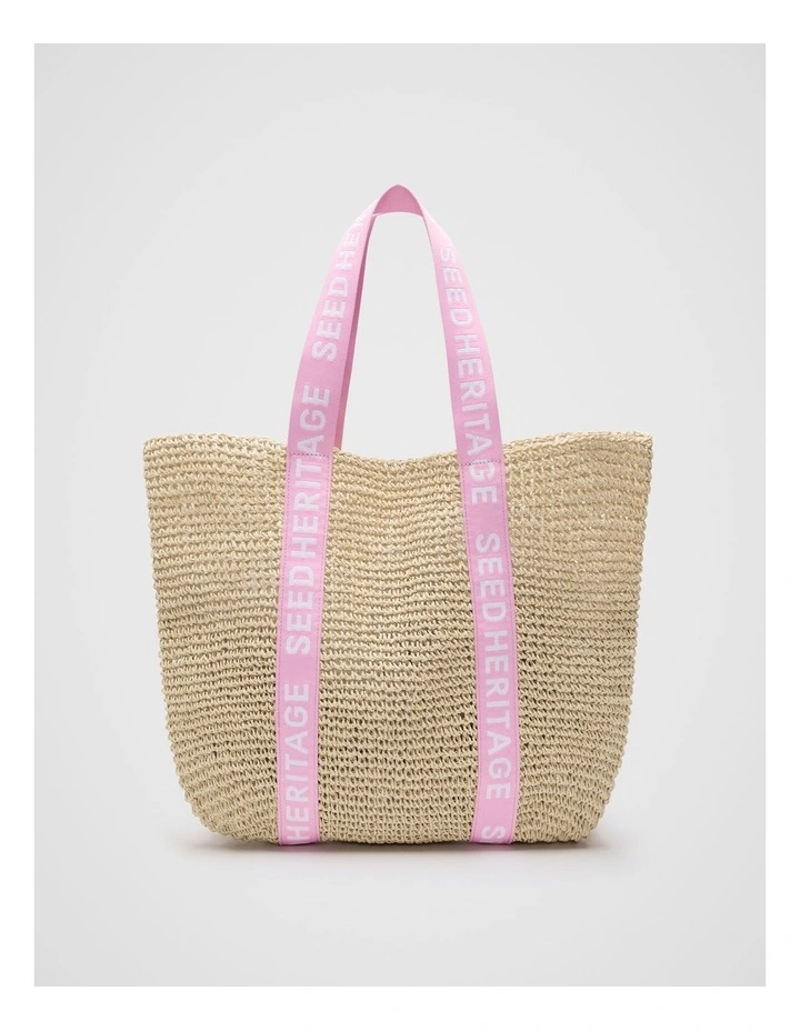 Logo Woven Basket Bag in Fairy Floss image 1