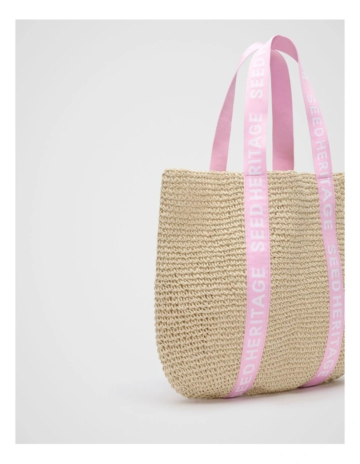 Logo Woven Basket Bag in Fairy Floss image 3