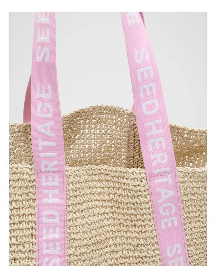 Logo Woven Basket Bag in Fairy Floss image 4