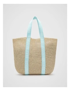 Logo Woven Basket Bag in Skyway