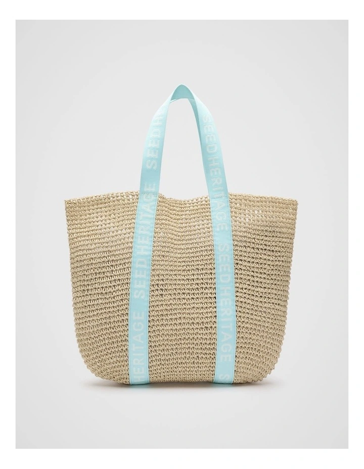 Logo Woven Basket Bag in Skyway image 1