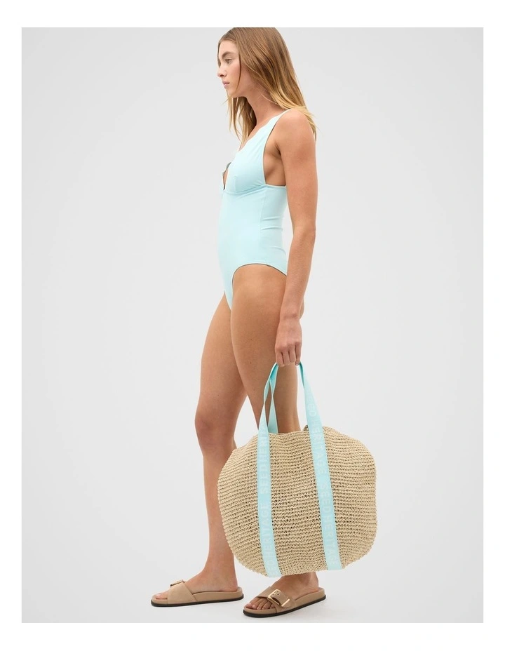 Logo Woven Basket Bag in Skyway image 2