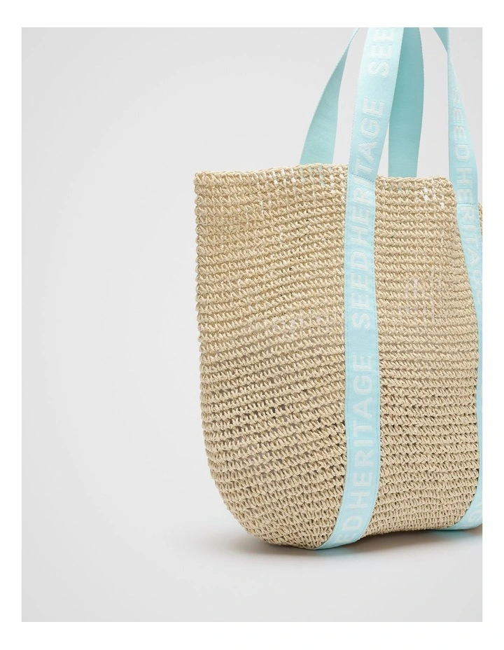 Logo Woven Basket Bag in Skyway image 3