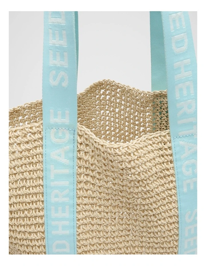 Logo Woven Basket Bag in Skyway image 4