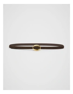 Carmen Oval Buckle Belt in Chocolate Suede