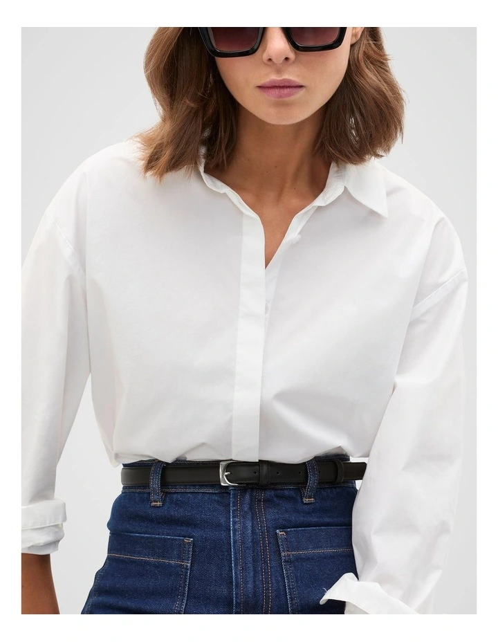 Kinsley Rounded Buckle Belt in Black Silver image 2